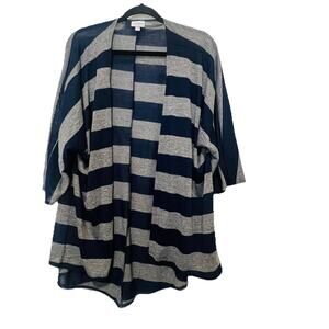 LuLaRoe Women's Top Cardigan Size Medium Open Light Weight Blue‎ Gray Striped